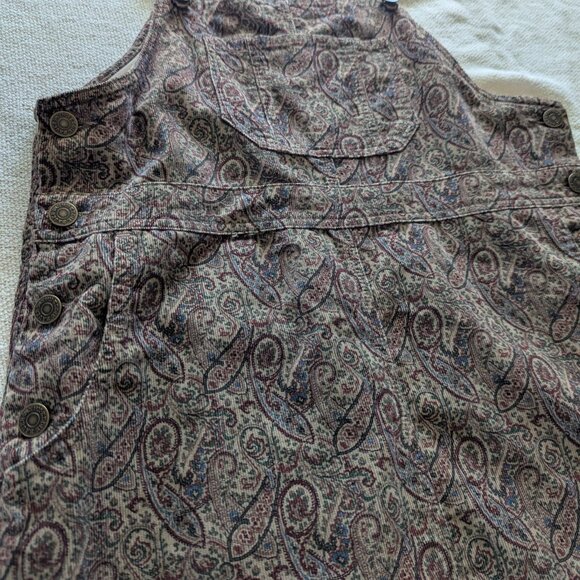 Vintage Eddie Bauer Paisely Corduroy Overall Midi Dress - Picture 3 of 5